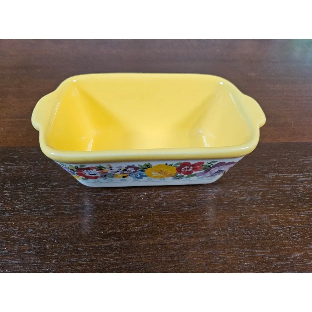 The Pioneer Woman Mini Loaf Pan Yellow Floral Breezy Blossom Stoneware